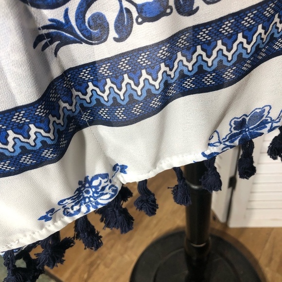 Xhilaration Kaftan Tunic Cover Up Floral White Blue XXL - Picture 9 of 11